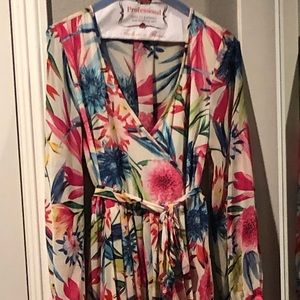 Long Flow hi-low floral wedding party dress